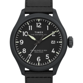 Timex Waterbury Ace TW2Y18900 — 41 mm, czarna tarcza, skóra, 100 m
