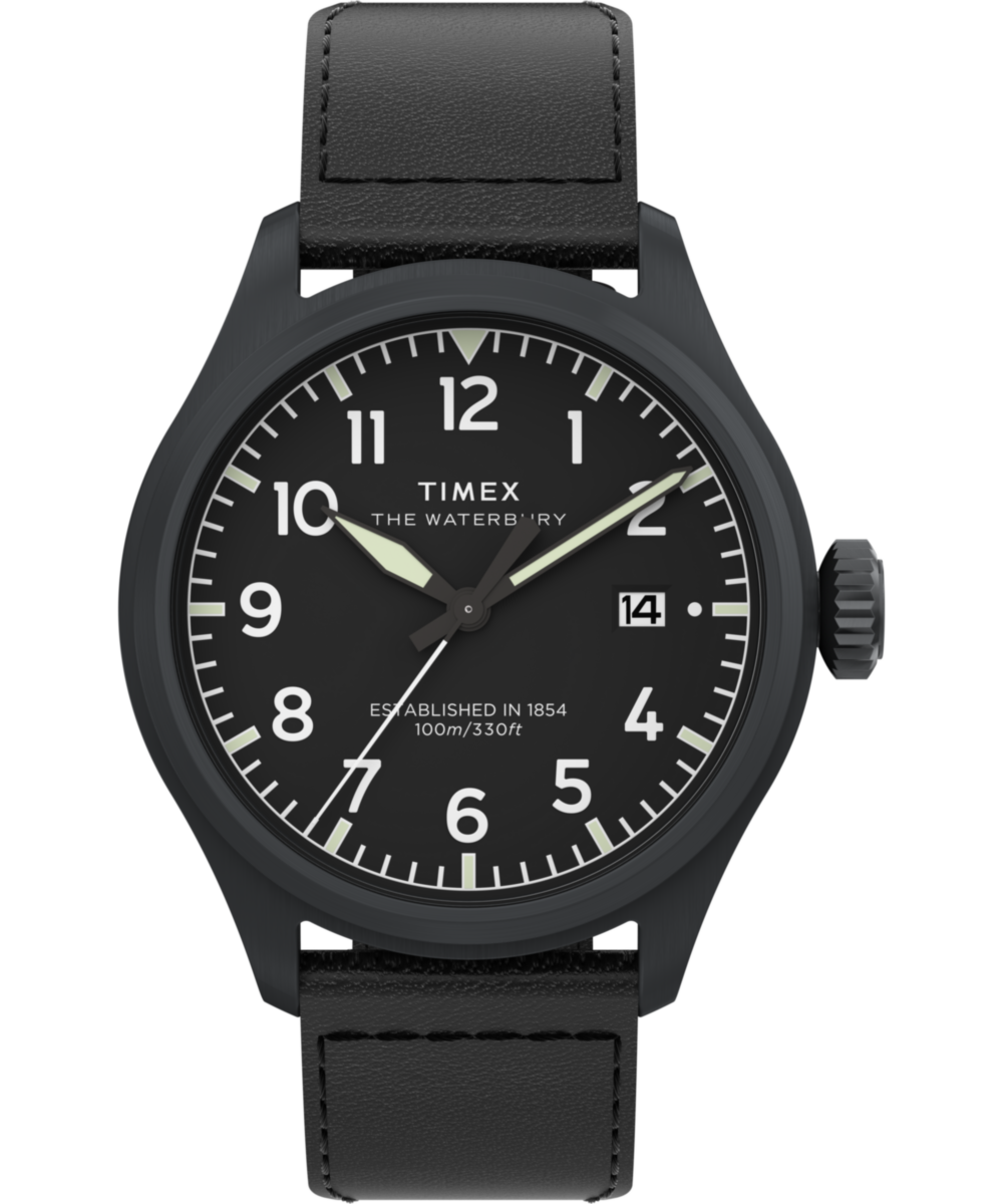 Timex Waterbury Ace TW2Y18900 41 mm czarna tarcza skórzany pasek — widok 1
