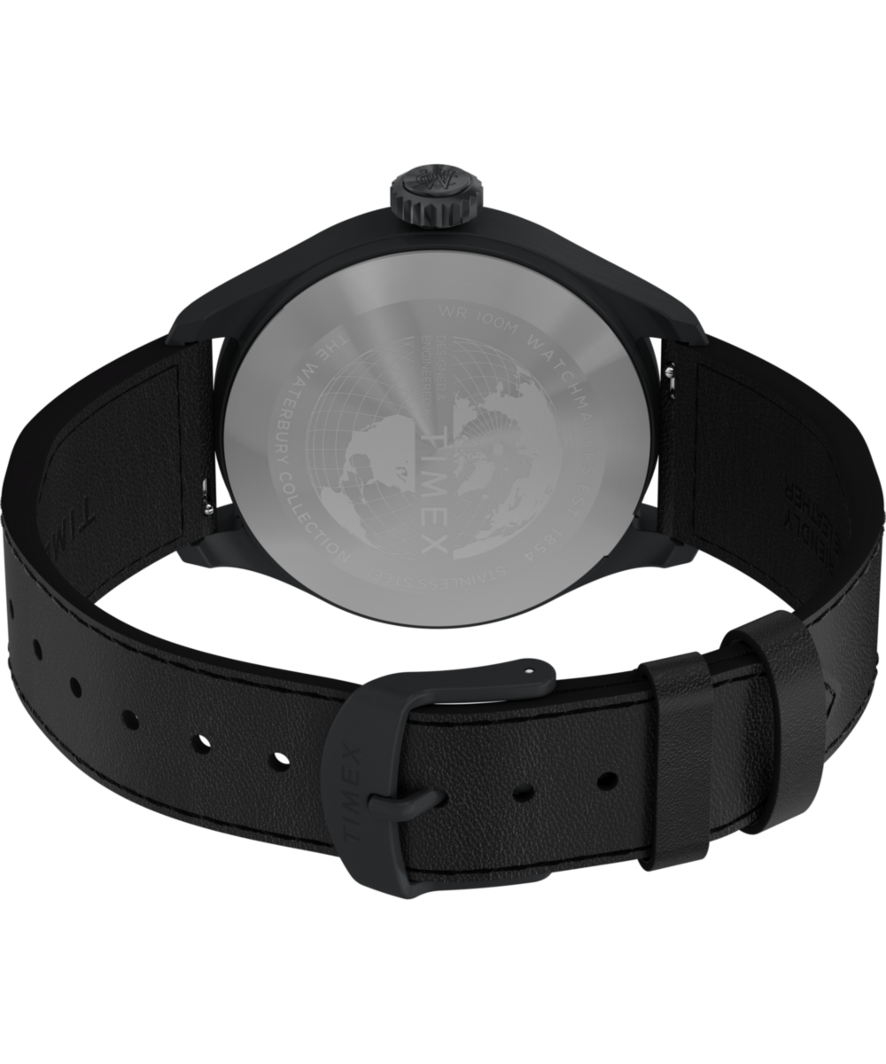 Timex Waterbury Ace TW2Y18900 41 mm czarna tarcza skórzany pasek — widok 6