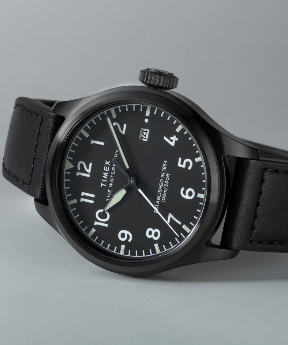 Timex Waterbury Ace TW2Y18900 41 mm czarna tarcza skórzany pasek — widok 7