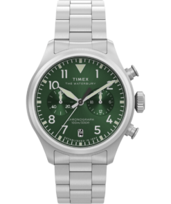 Timex Waterbury Ace Chronograph TW2Y19100 41 mm zielona tarcza bransoleta — widok 1
