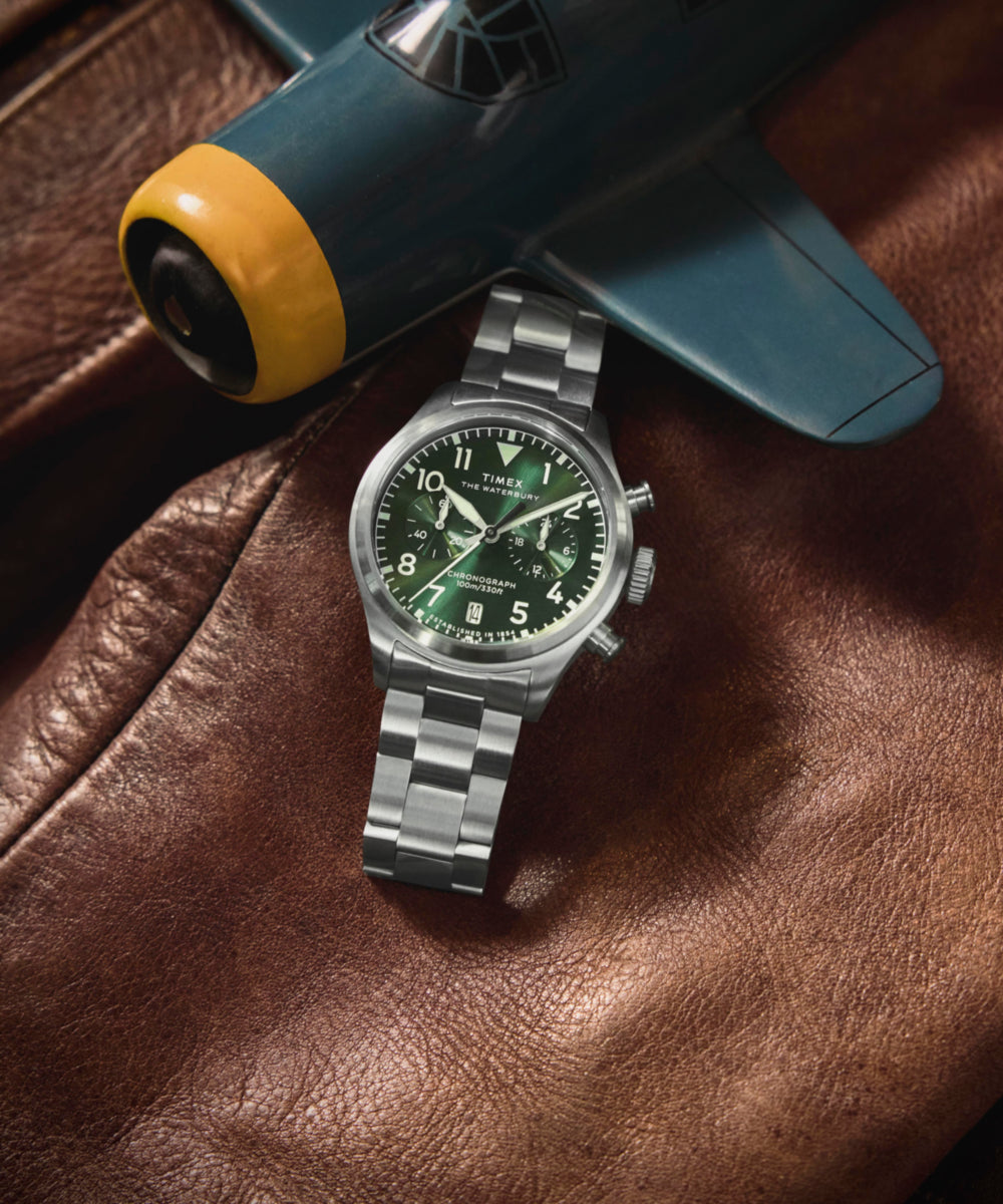 Timex Waterbury Ace Chronograph TW2Y19100 41 mm zielona tarcza bransoleta — widok 8